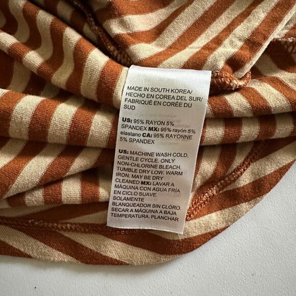 CHICO'S Tunic Shirt Size 0 Small Brown Striped Asymmetric Long Sleeve Stretch - Picture 4 of 11